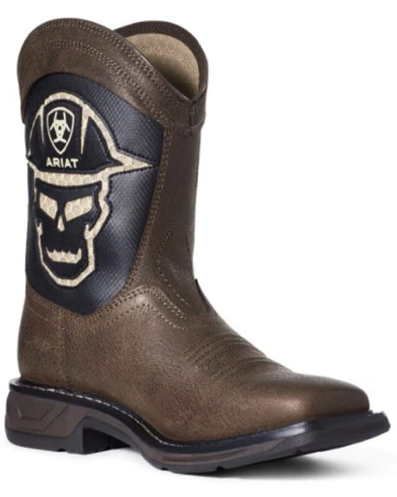 Ariat Boys' WorkHog® VentTEK Skull Western Boots - Square Toe