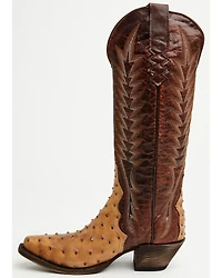 Tanner Mark Women's Ostrich Print Tall Western Boots - Snip Toe