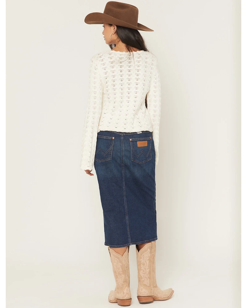 Wrangler Women's Dark Wash Modern Denim Pencil Skirt