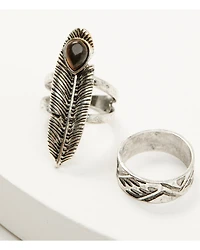 Shyanne Women's Juniper Sky Feather Ring Set - 5 Piece