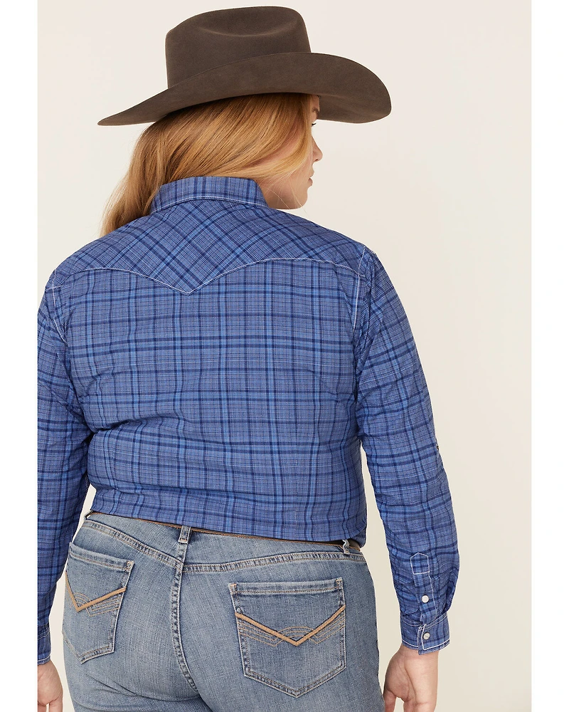 Rough Stock by Panhandle Women's Carrigan Plaid Print Long Sleeve Western Shirt - Plus