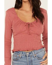 Bila Women's Pointelle Reed Long Sleeve Top