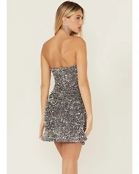 By Together Women's Sequins Strapless Mini Dress