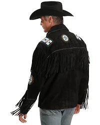 Liberty Wear Eagle Bead Fringed Suede Leather Jacket