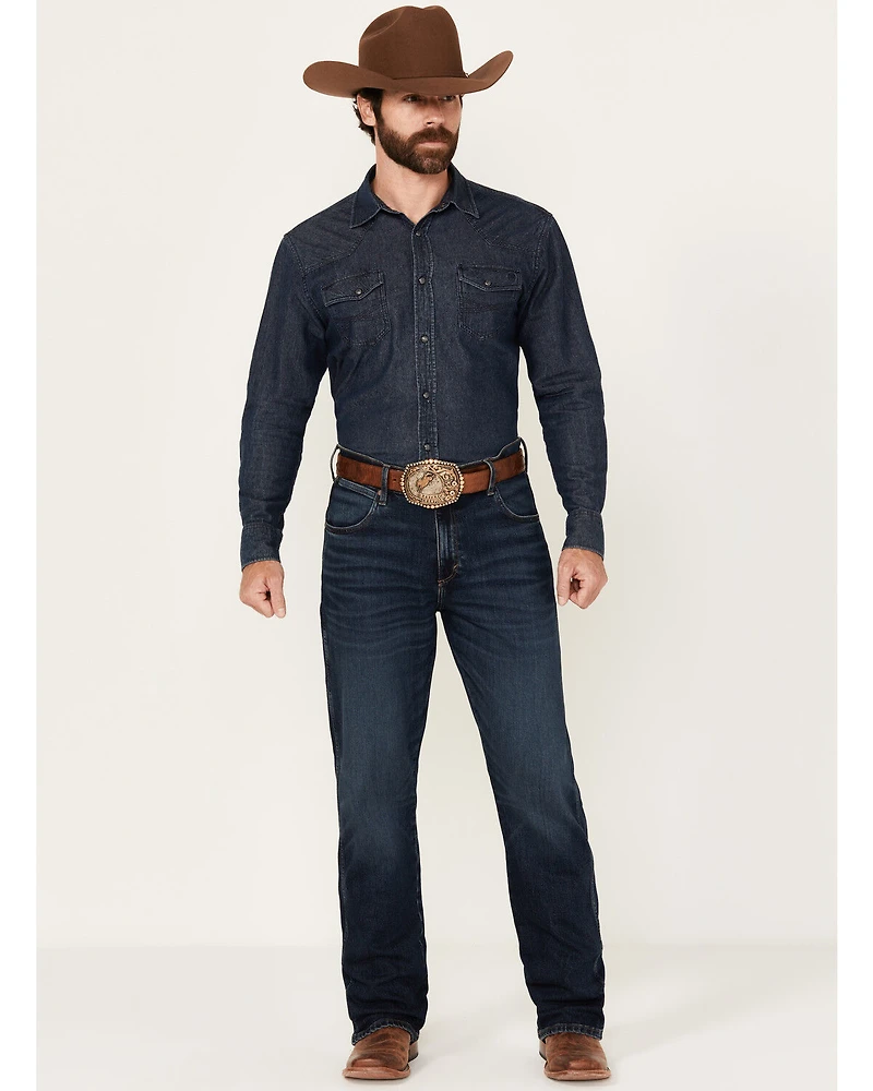 Wrangler Retro Men's Darren Dark Wash Relaxed Bootcut Stretch Denim Jeans - Long