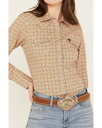 Cinch Women's Geo Print Long Sleeve Snap Western Shirt