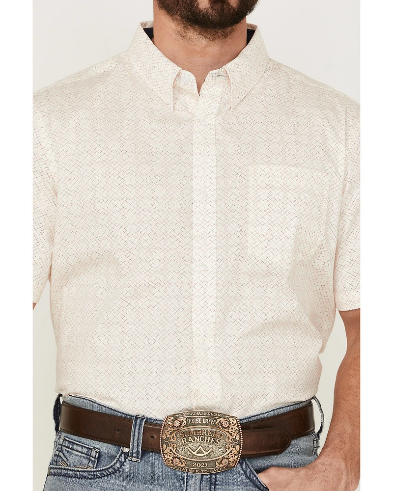 RANK 45® Men's Mustang Geo Print Short Sleeve Button-Down Western Shirt