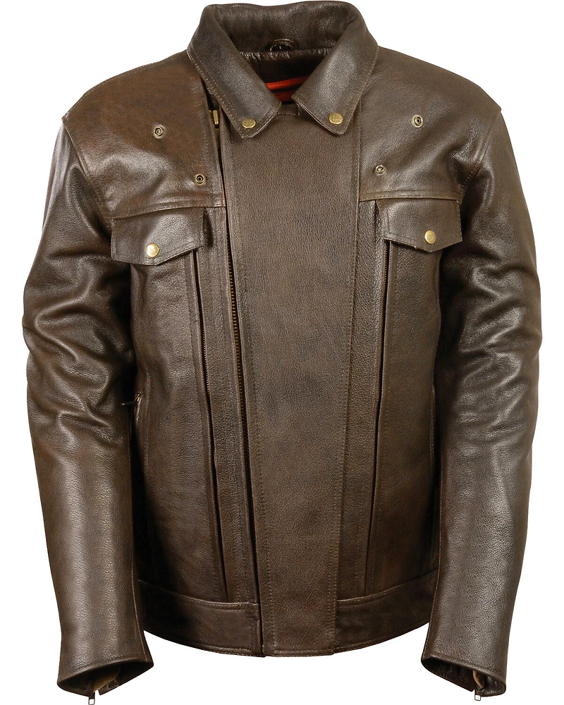 Milwaukee Leather Men's Brown Utility Pocket MC Jacket - Big 4X
