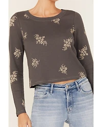 Cleo + Wolf Women's Calvin Floral Embroidered Long Sleeve Thermal Shirt