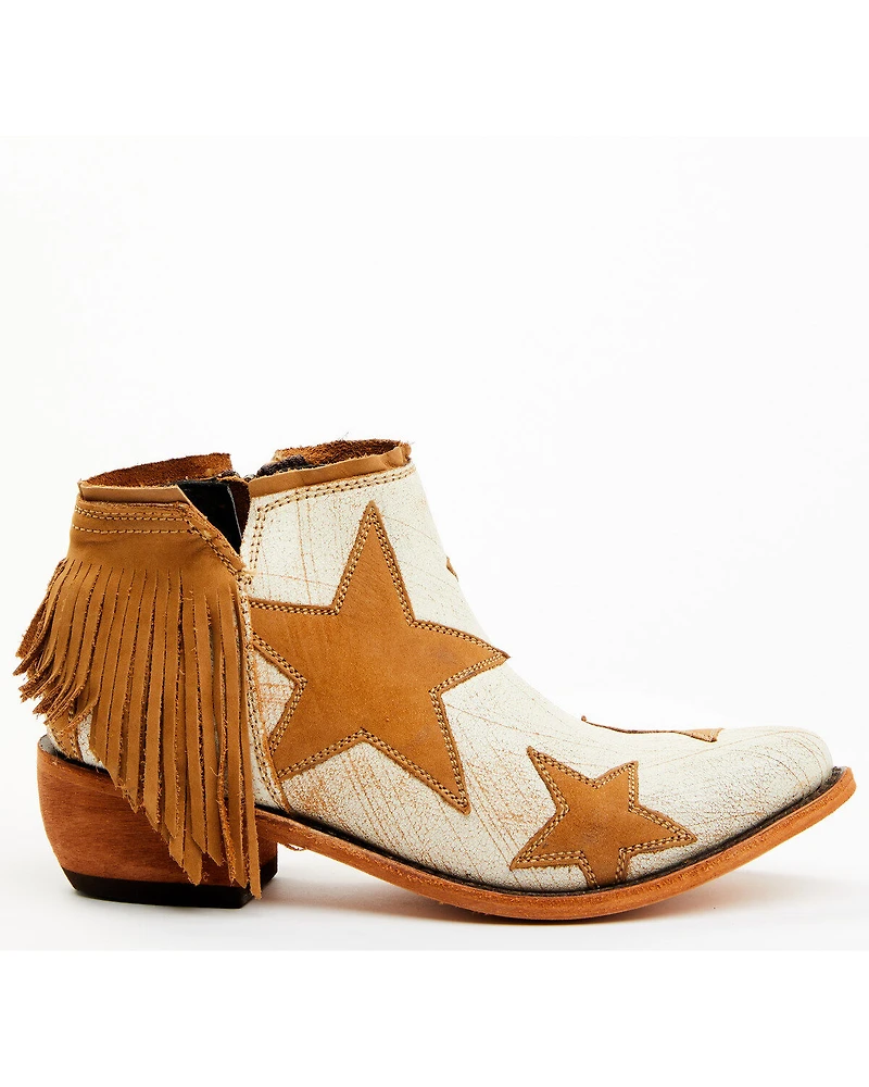 Caborca Silver by Liberty Black Women's Sybil Star Fringe Booties - Round Toe