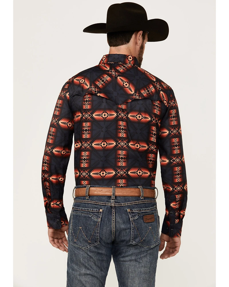 Rock & Roll Denim Men's Tek Southwestern Print Long Sleeve Snap Western Shirt