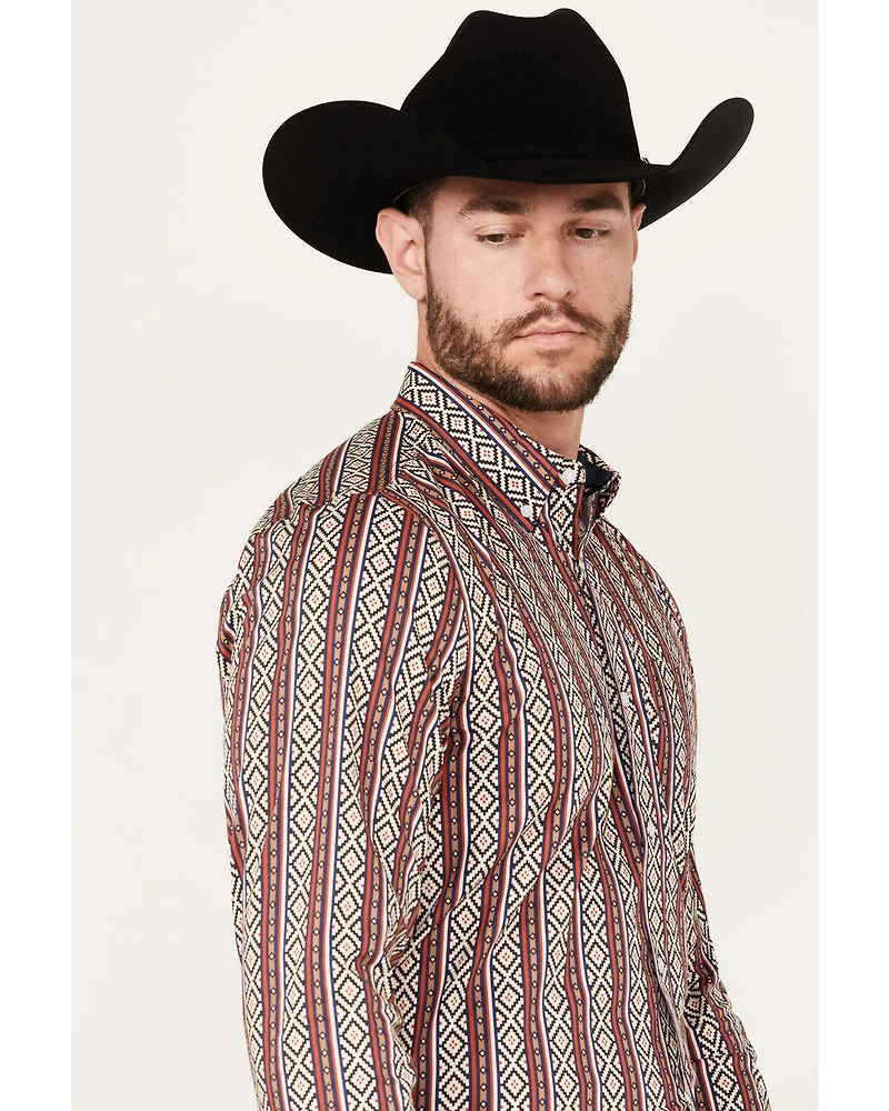 RANK 45® Men's Pattison Southwestern Striped Print Long Sleeve Button-Down Western Shirt