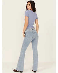 Dear John Women's Light Wash Rosa High Rise Flare Stretch Denim Jeans