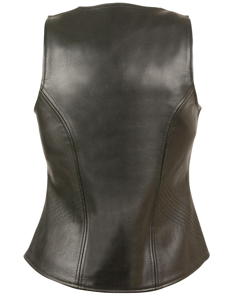 Milwaukee Leather Women's Open Neck Zipper Front Leather Vest