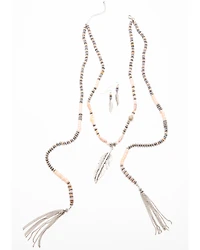 Shyanne Women's Moonlit Feather Beaded Wrap Jewelry Set - 2 Piece