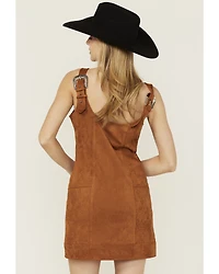 Blue B Women's Faux Suede Square Neck Mini Dress