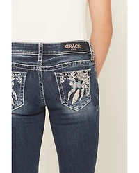 Grace LA Girls' Dark Wash Dreamcatcher Pocket Bootcut Stretch Denim Jeans