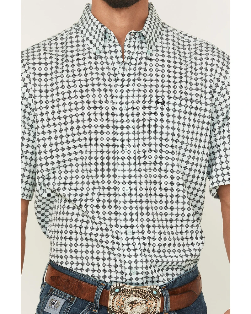 Cinch Men's Geo Print Short Sleeve Button-Down Performance Stretch Western Shirt - Big