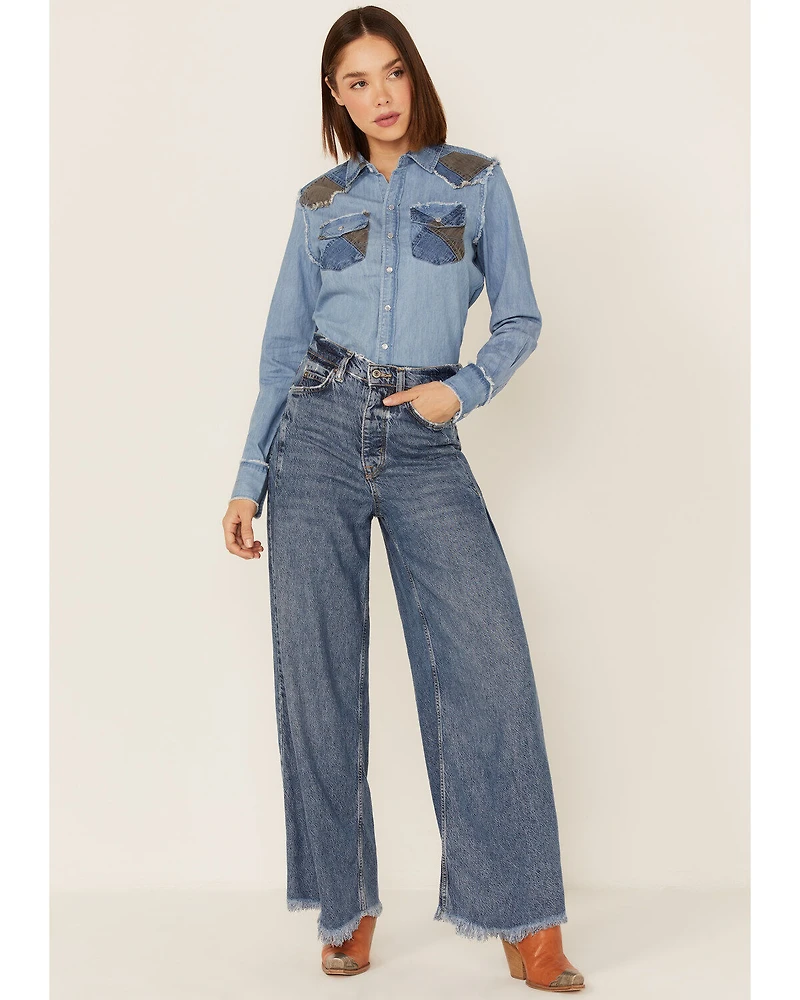 Kimes Ranch Women's KC Patched Denim Western Shirt