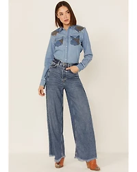 Kimes Ranch Women's KC Patched Denim Western Shirt