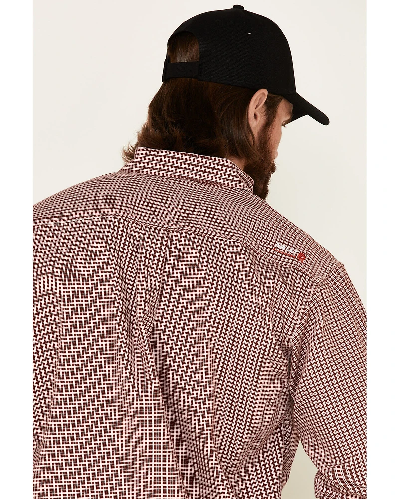 Ariat Men's FR Plaid Print Long Sleeve Work Shirt - Big & Tall