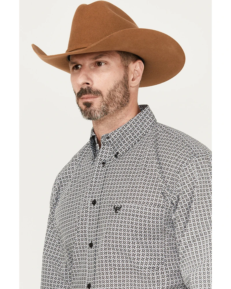 Cowboy Hardware Men's Twisted Adobe Geo Print Long Sleeve Button-Down Western Shirt