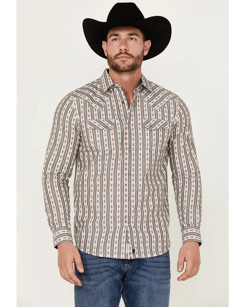 Moonshine Spirit Men's Southern Boy Striped Long Sleeve Pearl Snap Western Shirt