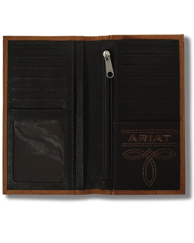 Ariat Men's Embossed Logo Checkbook Wallet