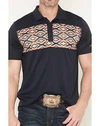 RANK 45® Men's Southwestern Print Border Short Sleeve Button-Down Polo