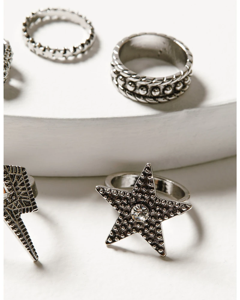 Idyllwind Women's Lauderdale 5-piece Silver Ring Set