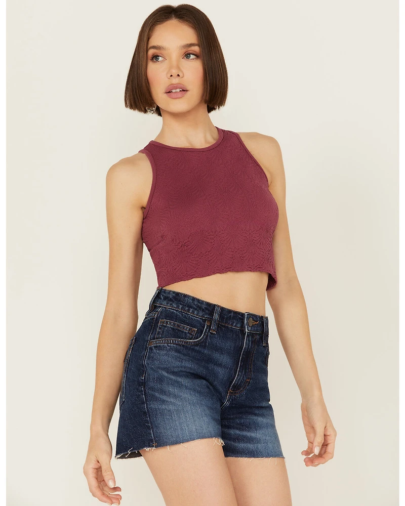Fornia Women's Floral High Neck Cropped Top