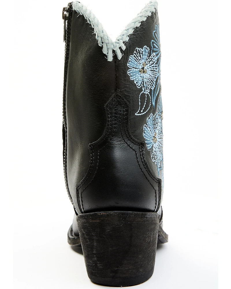 Carborca Silver by Liberty Black Women's Loren Tonal Floral Embroidered Western Fashion Booties - Snip Toe