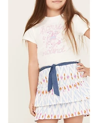 Shyanne Girls' Printed Skirt Set - with Graphic Tee