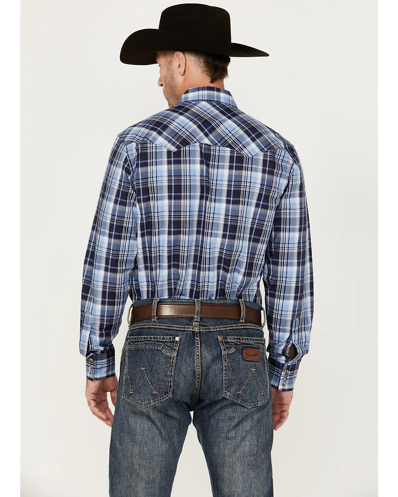 Wrangler Retro Men's Plaid Print Long Sleeve Snap Western Shirt