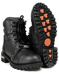 Milwaukee Leather Women's Lace-To-Toe Studded Motorcycle Boots - Round Toe