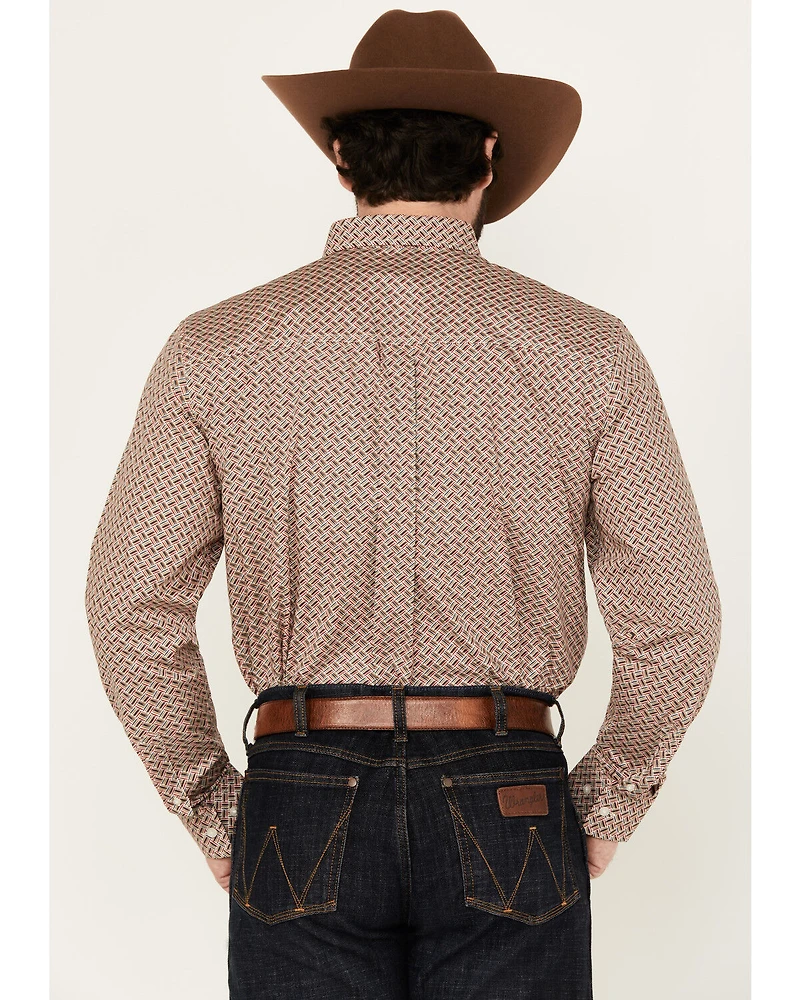 RANK 45® Men's Wallace Geo Print Long Sleeve Button-Down Stretch Western Shirt