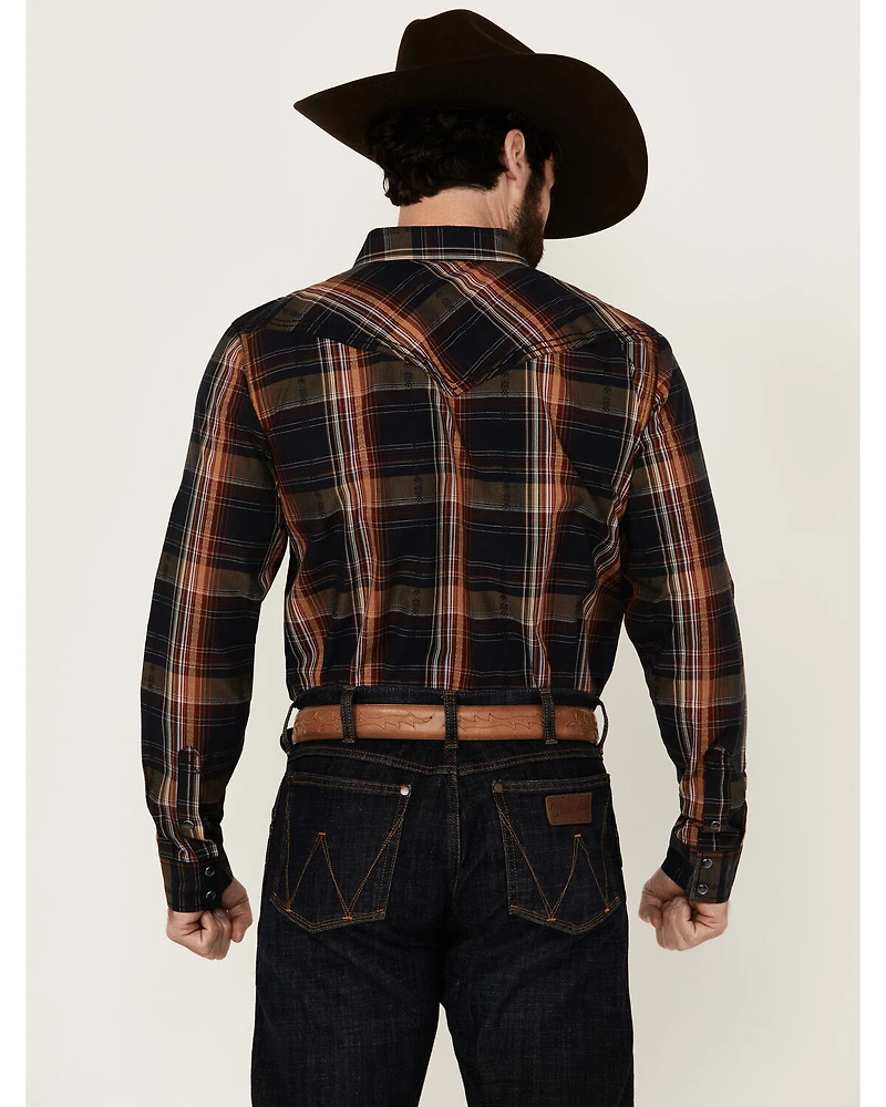 Cody James Men's Trouble Plaid Print Long Sleeve Snap Western Shirt - Big