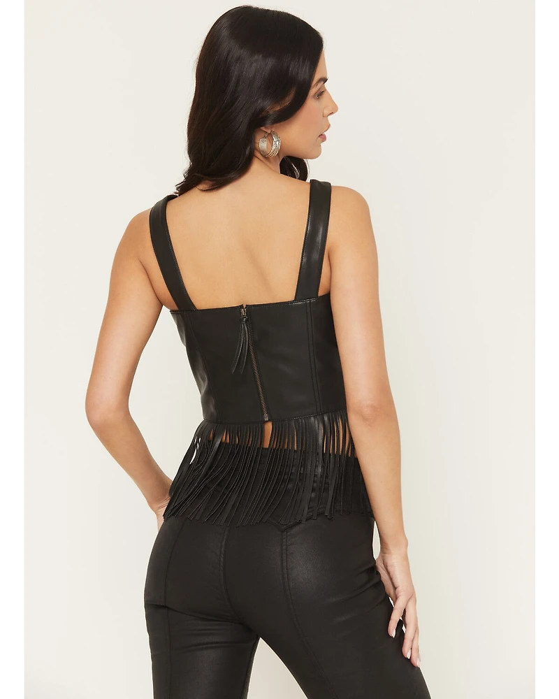 Idyllwind Women's Roycroft Faux Leather Fringe Bustier
