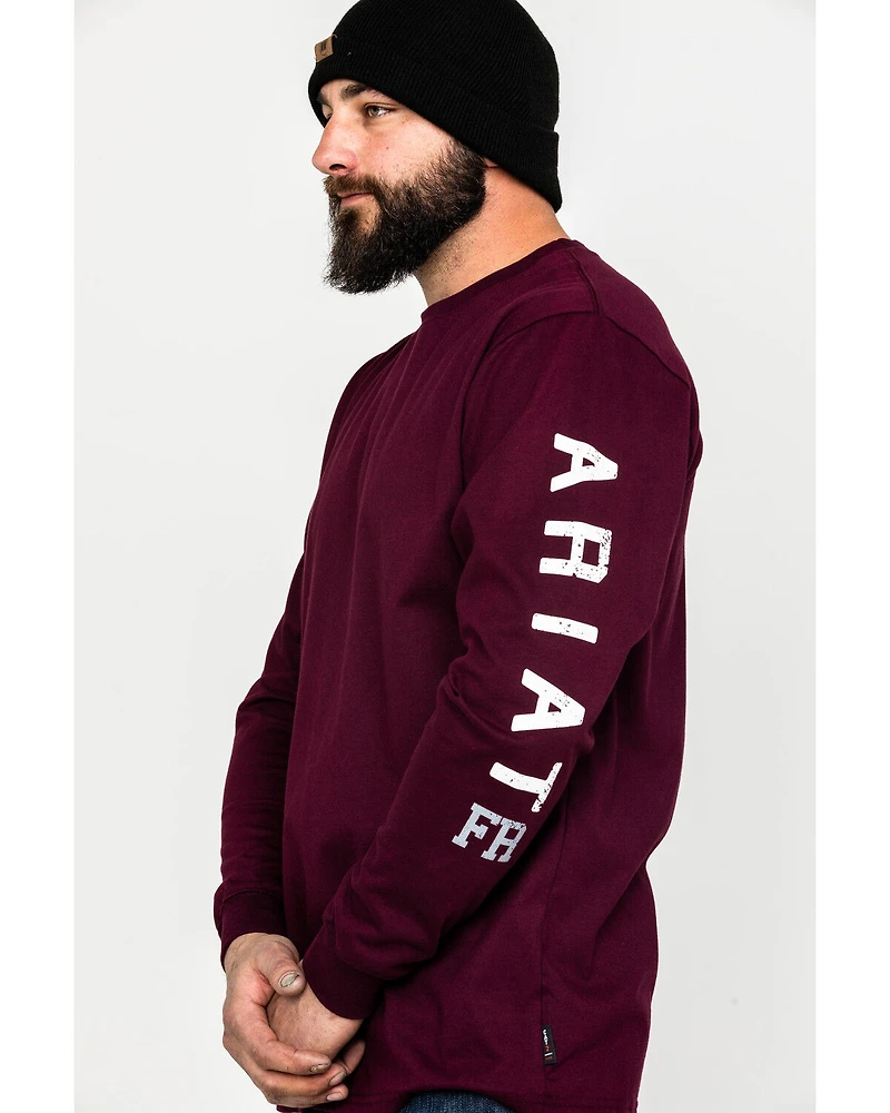 Ariat Men's FR Roughneck Skull Logo Crew Long Sleeve Work T-Shirt - Big