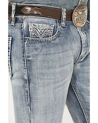 Rock & Roll Denim Men's Light Wash Double Barrel Relaxed Straight Jeans