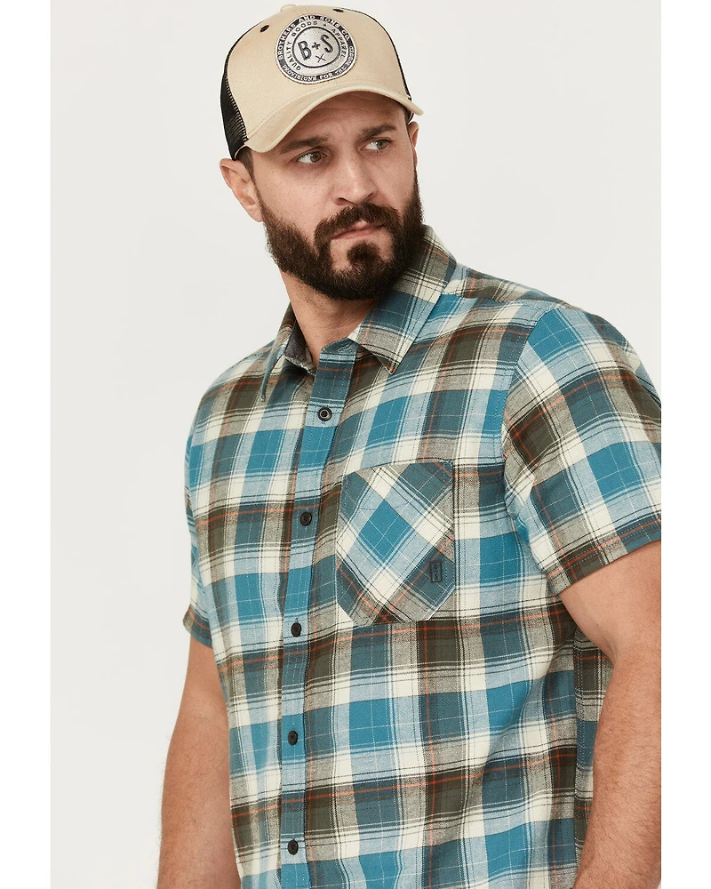 Brothers and Sons Men's Bonner Plaid Print Short Sleeve Button Down Western Shirt
