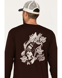 Moonshine Spirit Men's Guitar Floral Print Long Sleeve T-Shirt