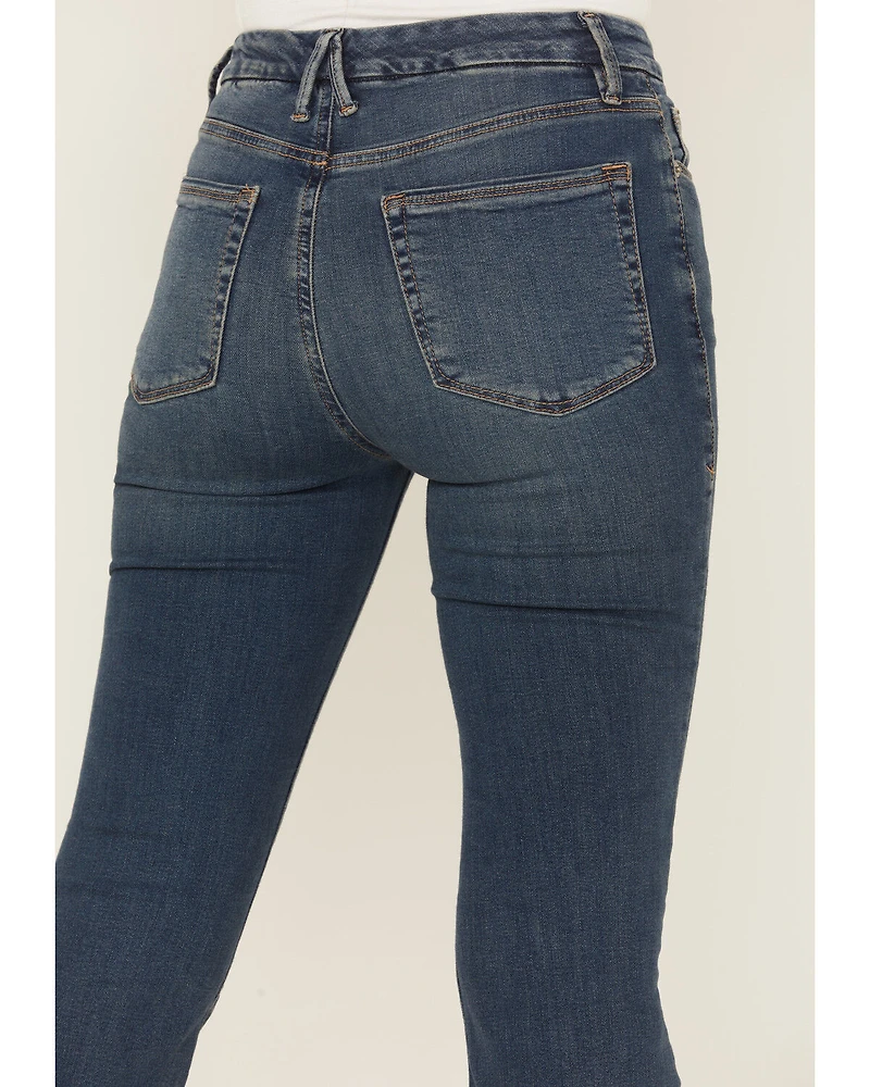 Good American Women's Legs Dark Wash High Rise Flare Denim Jeans