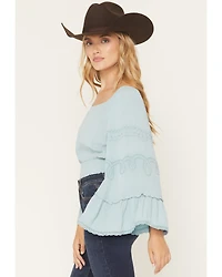 Shyanne Women's Pearl Embroidered Long Bell Sleeve Shirt