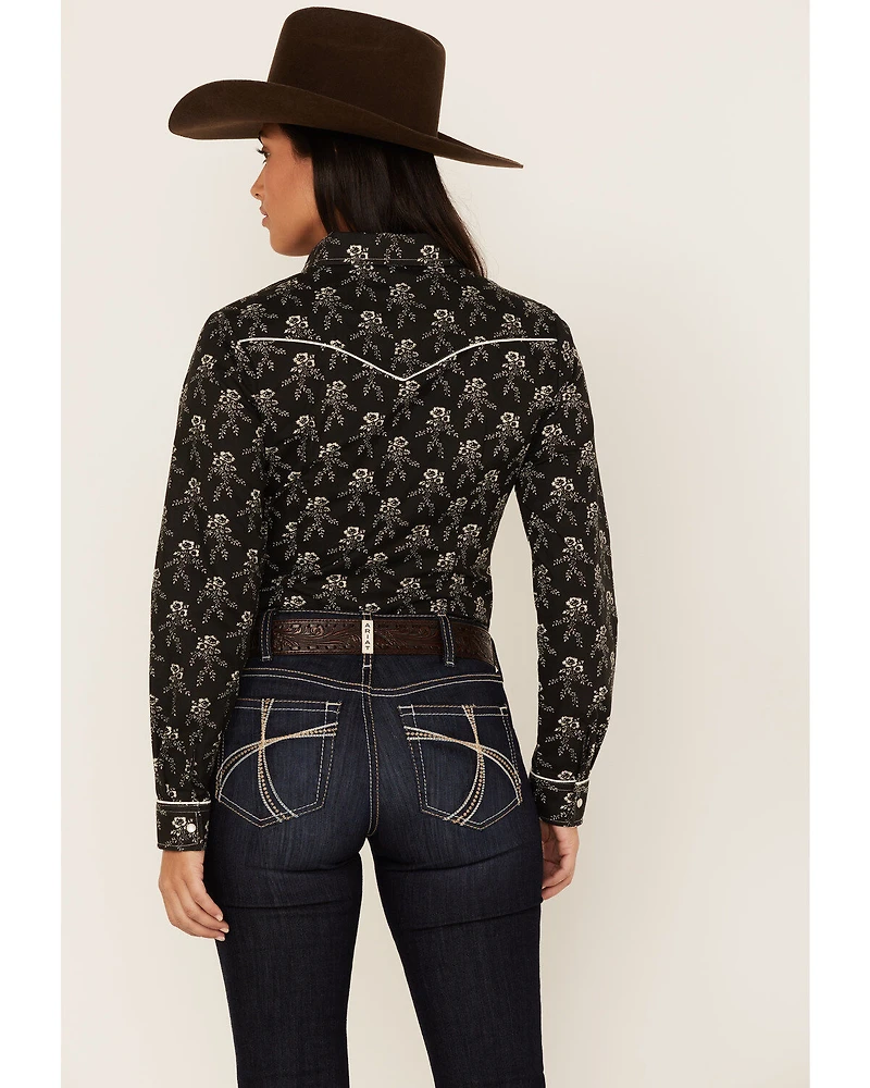 Roper Women's Floral Print Long Sleeve Pearl Snap Western Shirt