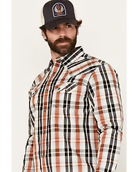 Moonshine Spirit Men's Fightin Plaid Print Long Sleeve Snap Western Shirt
