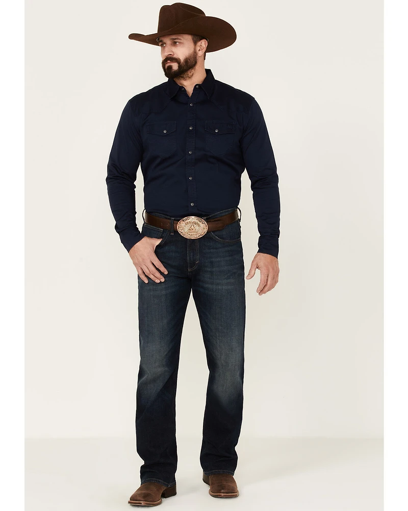 Blue Ranchwear Men's Heavy Twill Long Sleeve Snap Stretch Western Shirt