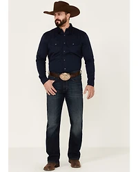 Blue Ranchwear Men's Heavy Twill Long Sleeve Snap Stretch Western Shirt