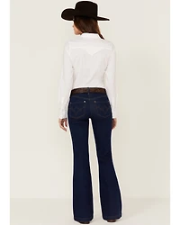 RANK 45® Women's Mid Rise Flare Super Dark Wash Signature Back Pocket