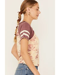 Free People Women's Wish You Were Here Floral Print Short Sleeve Tee